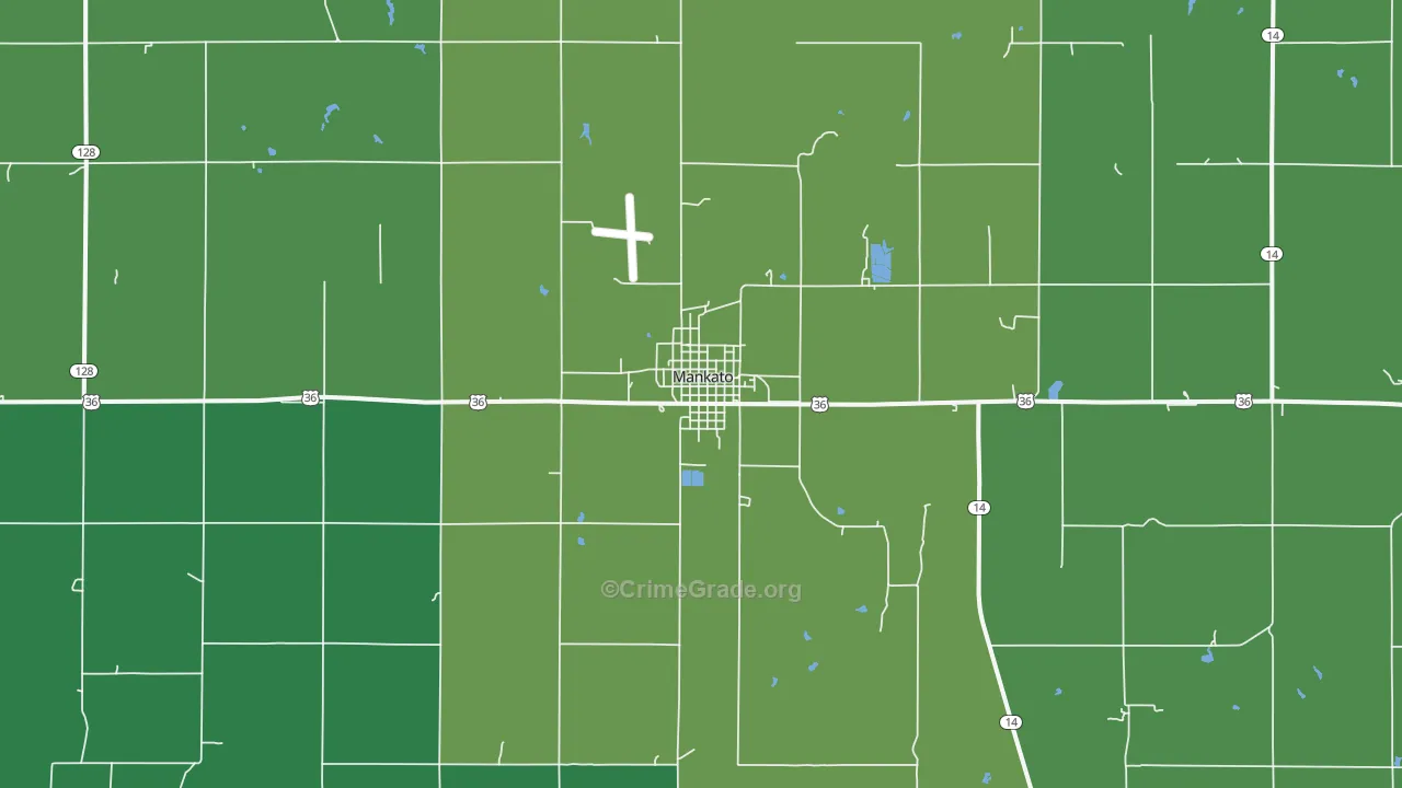 Mankato, KS Map of Vehicle Theft Rates