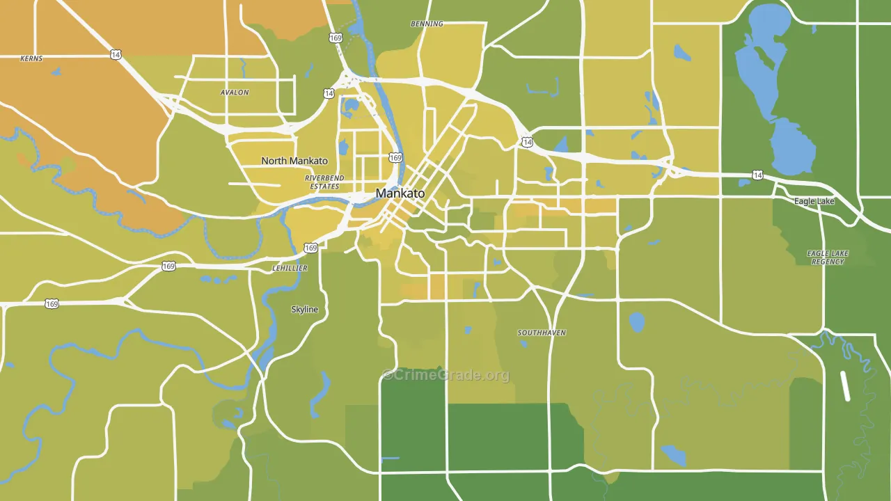 Mankato, MN Map of Vehicle Theft Rates