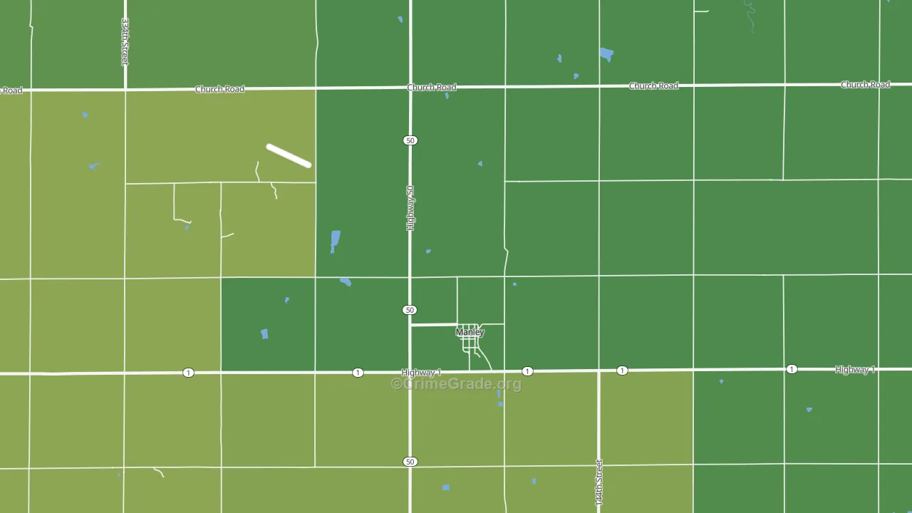 Manley, NE Map of Vehicle Theft Rates