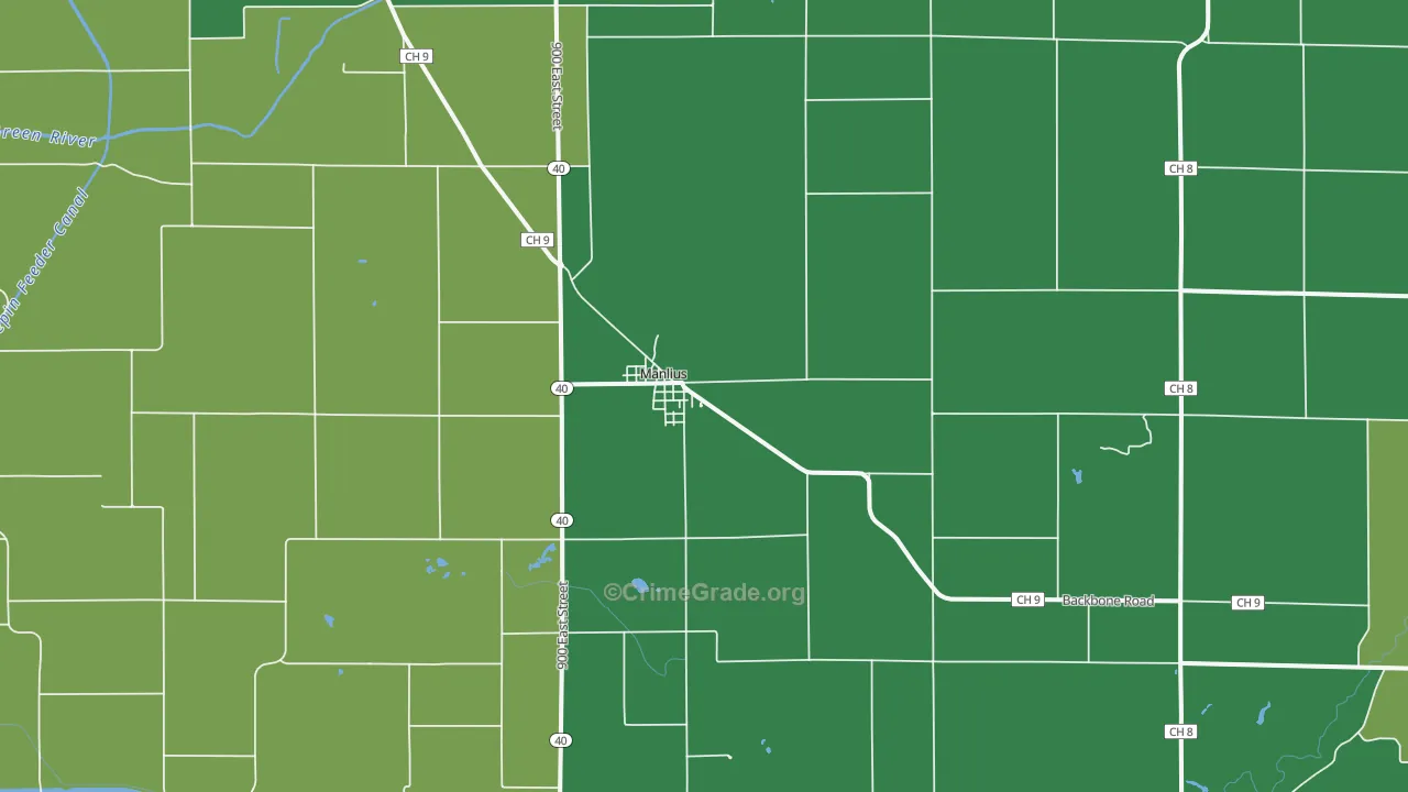 Manlius, IL Map of Vehicle Theft Rates
