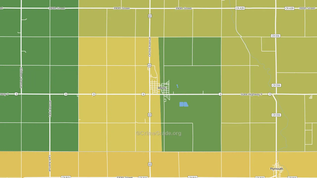 Manly, IA Map of Vehicle Theft Rates