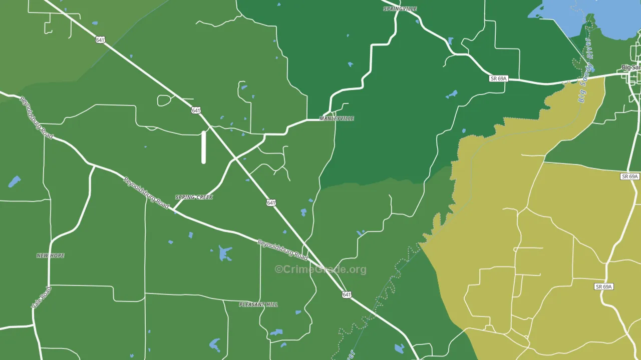 Manlyville, TN Map of Vehicle Theft Rates