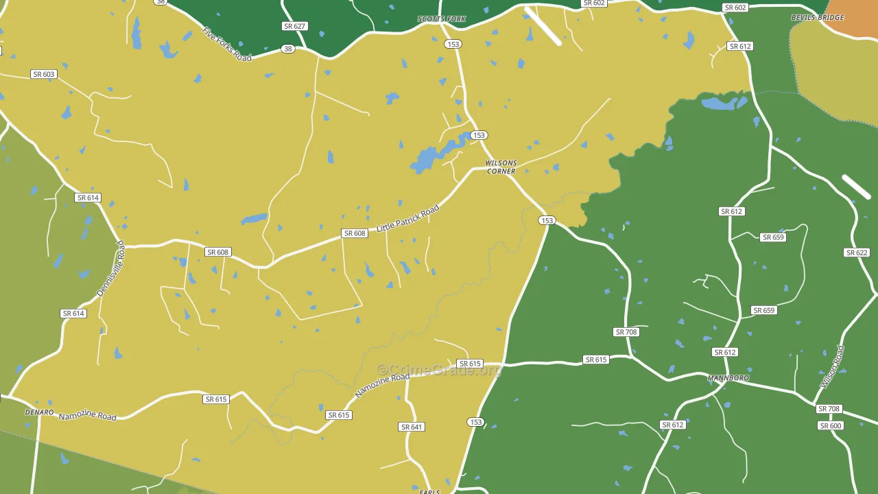 Mannboro, VA Map of Vehicle Theft Rates