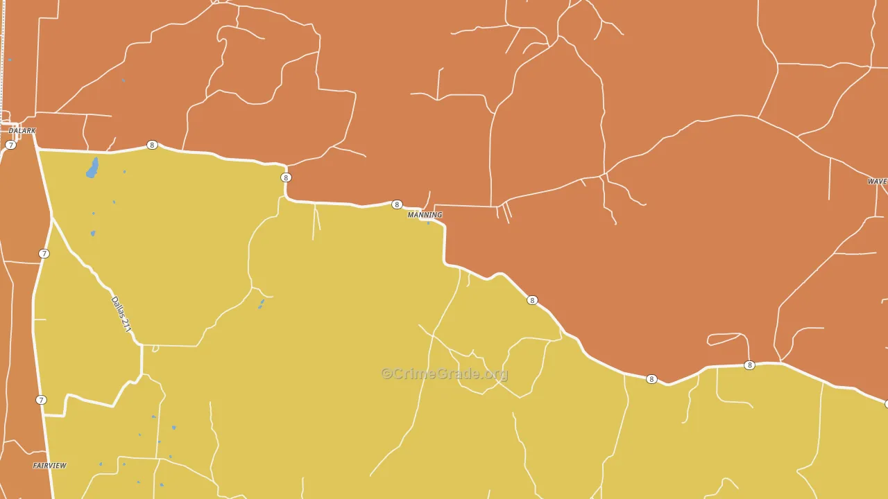 Manning, AR Map of Vehicle Theft Rates