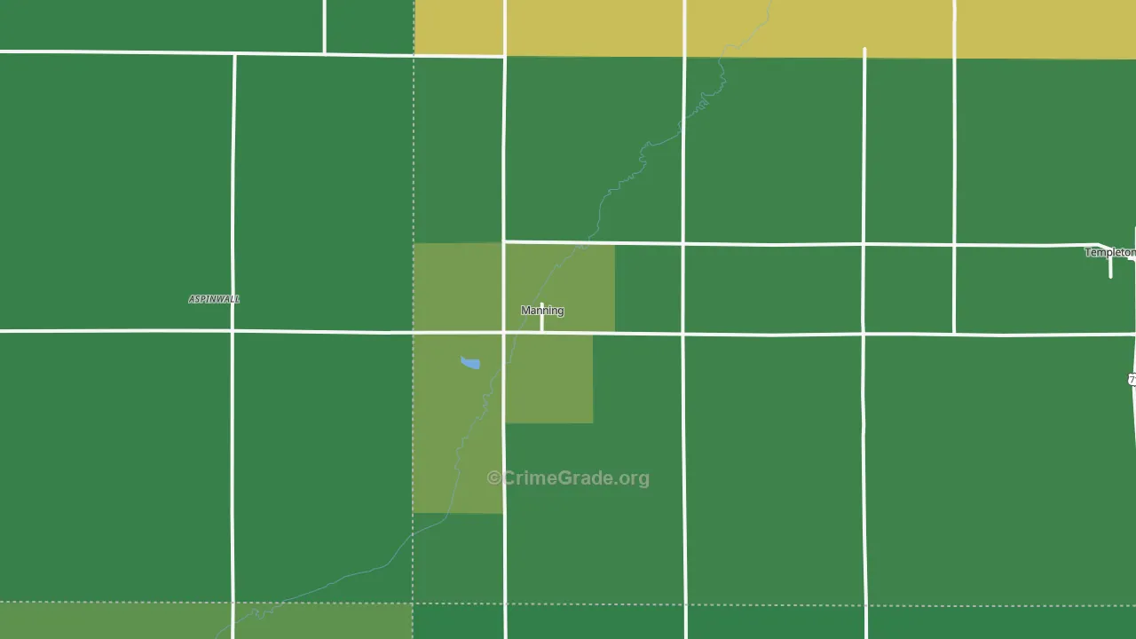 Manning, IA Map of Vehicle Theft Rates