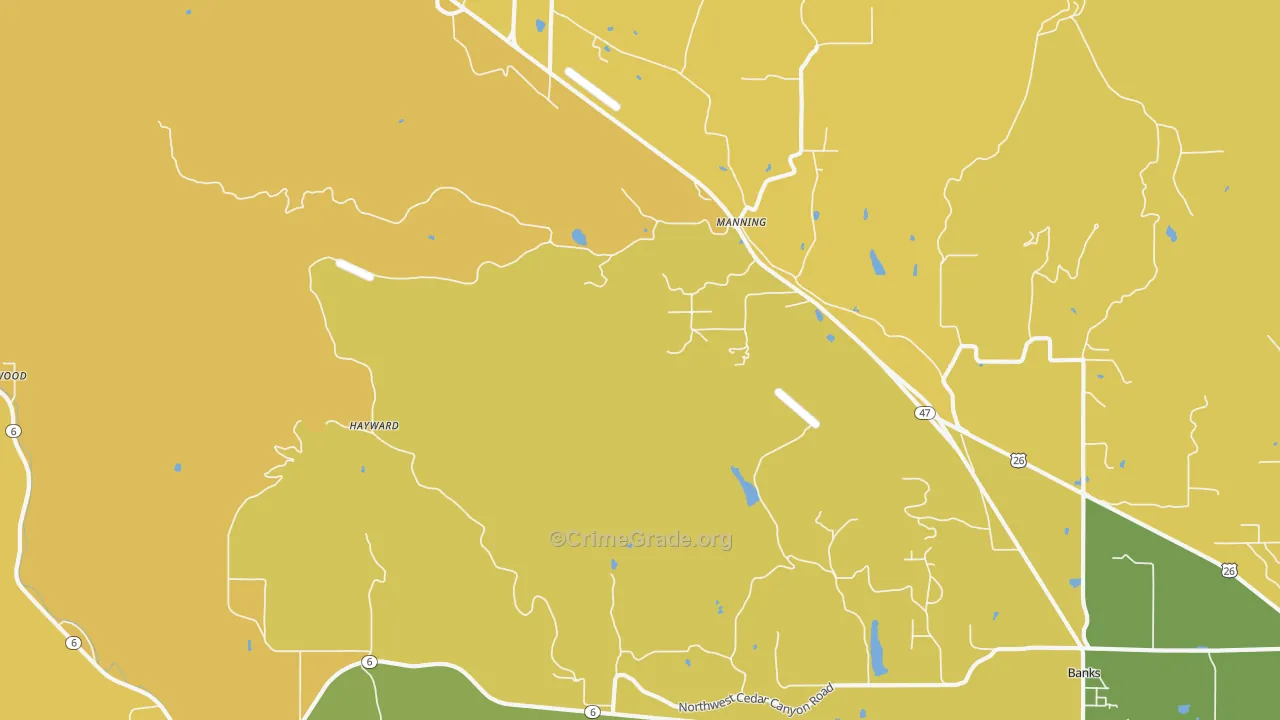 Manning, OR Map of Vehicle Theft Rates