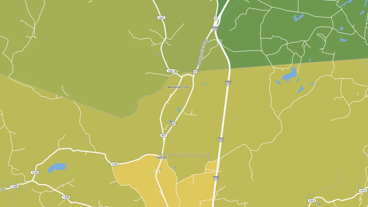 Mannington, KY Map of Vehicle Theft Rates