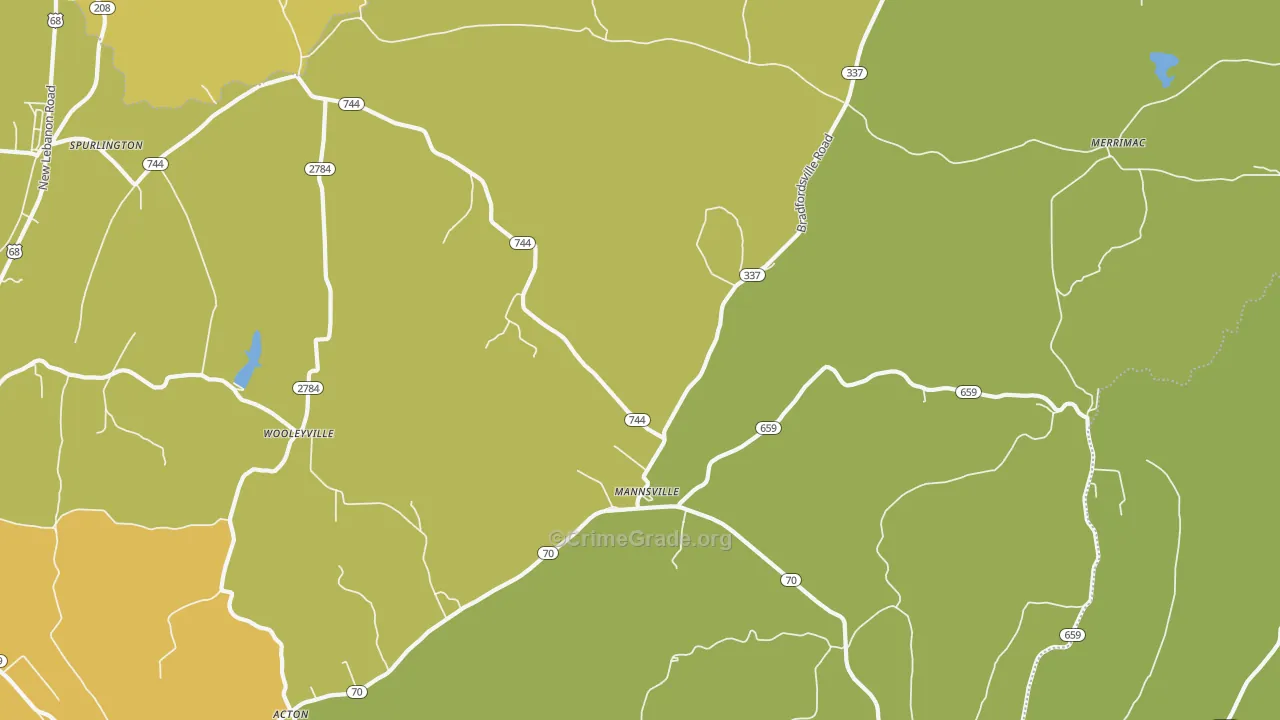 Mannsville, KY Map of Vehicle Theft Rates