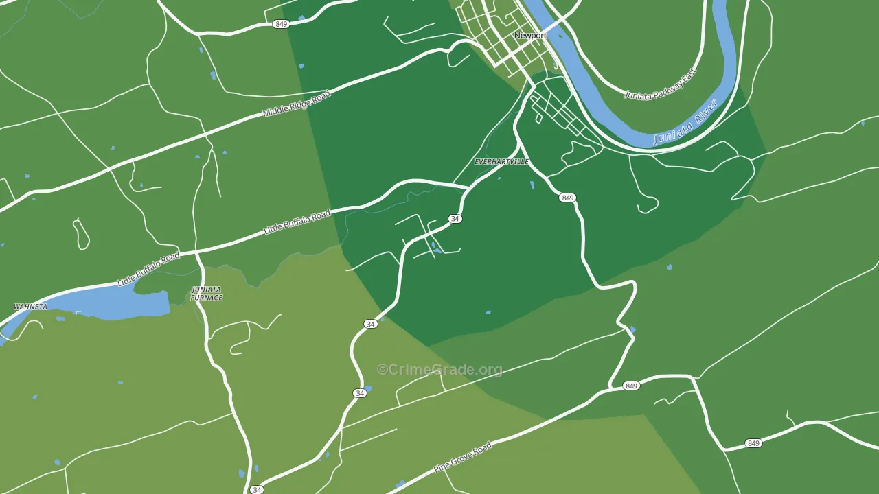 Mannsville, PA Map of Vehicle Theft Rates