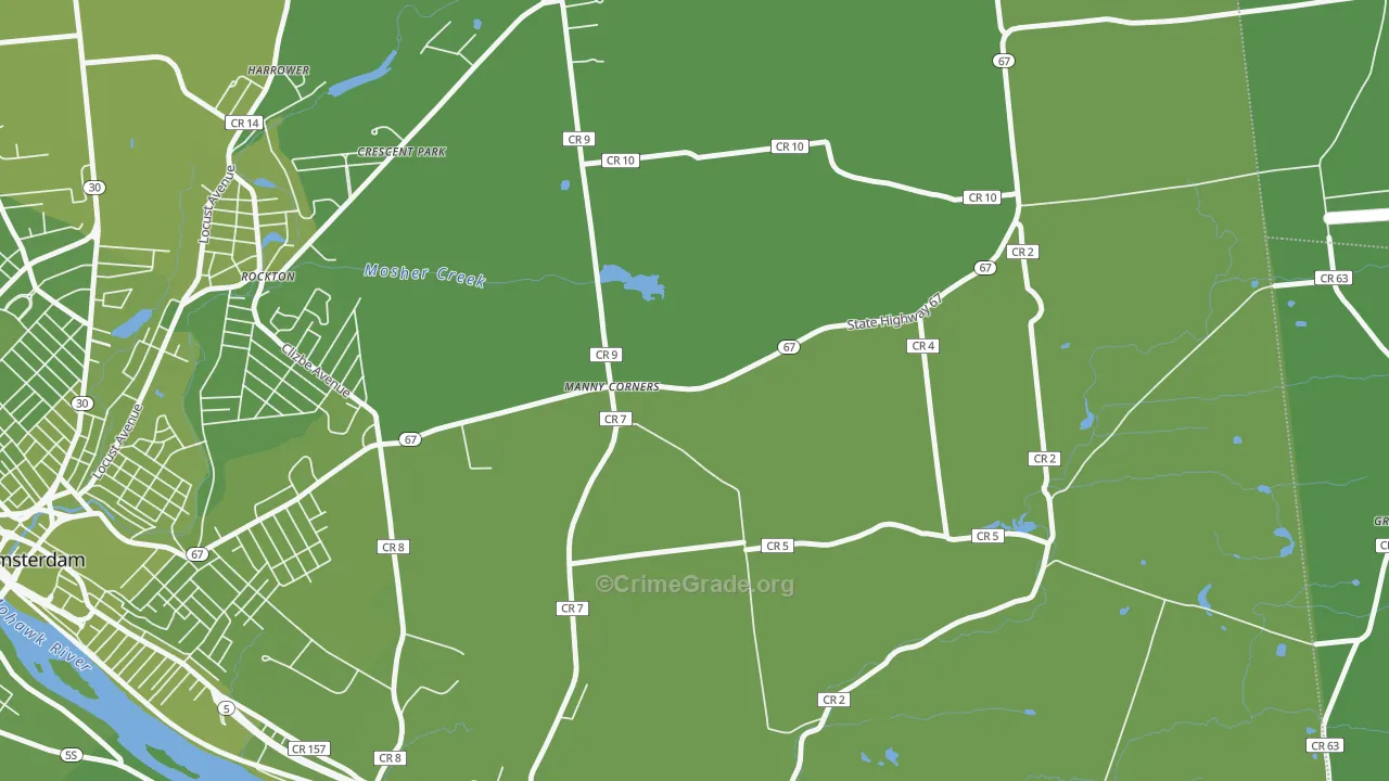 Manny Corners, NY Map of Vehicle Theft Rates