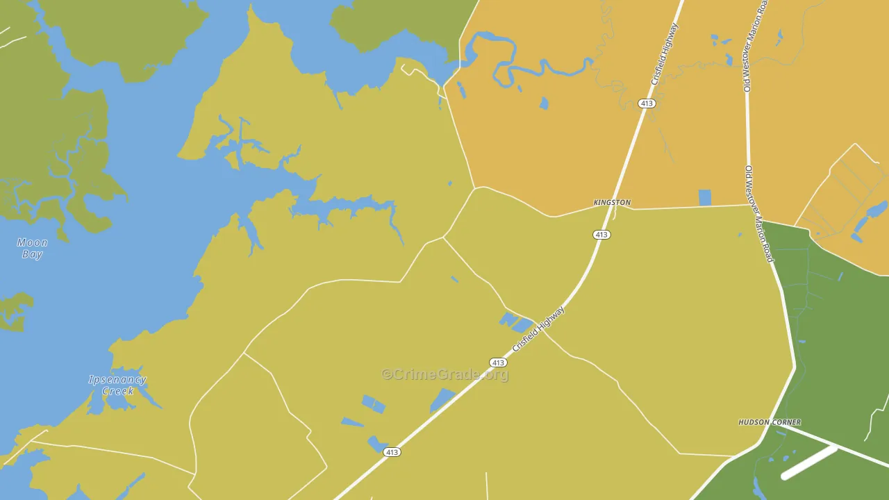 Manokin, MD Map of Vehicle Theft Rates