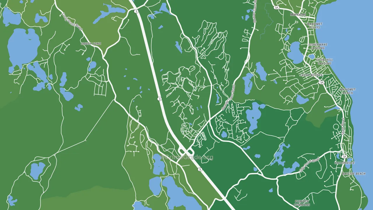 Manomet, MA Map of Vehicle Theft Rates