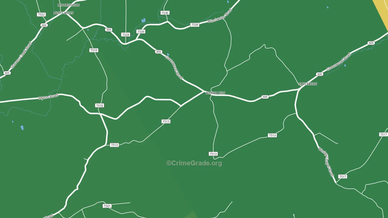 Manor Hill, PA Map of Vehicle Theft Rates