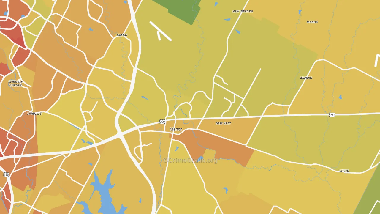 Manor, TX Map of Vehicle Theft Rates
