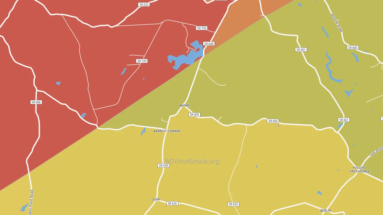 Manry, VA Map of Vehicle Theft Rates