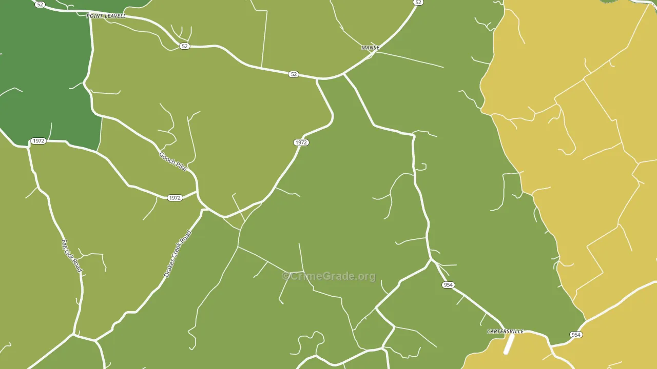 Manse, KY Map of Vehicle Theft Rates