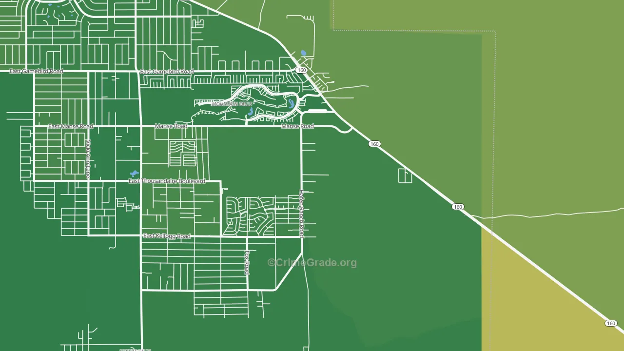 Manse, NV Map of Vehicle Theft Rates