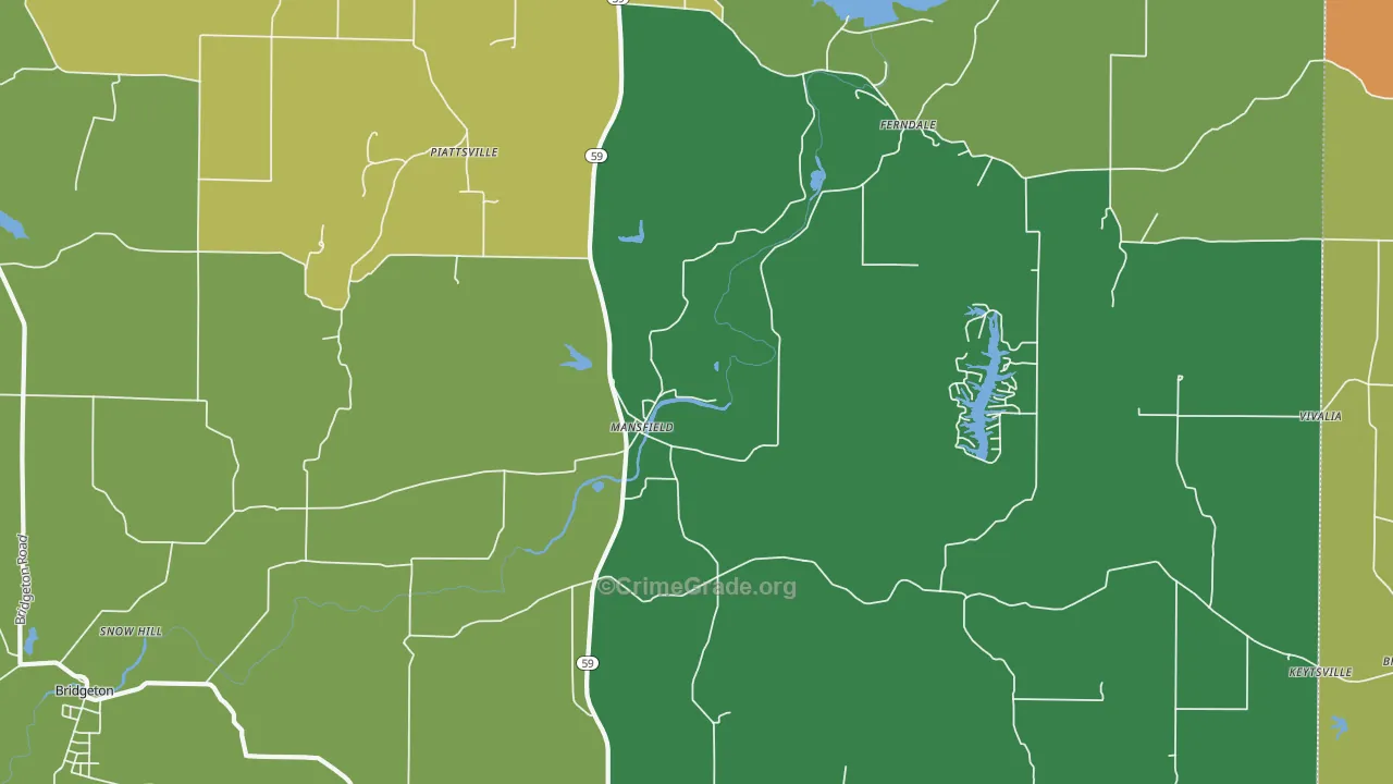 Mansfield, IN Map of Vehicle Theft Rates