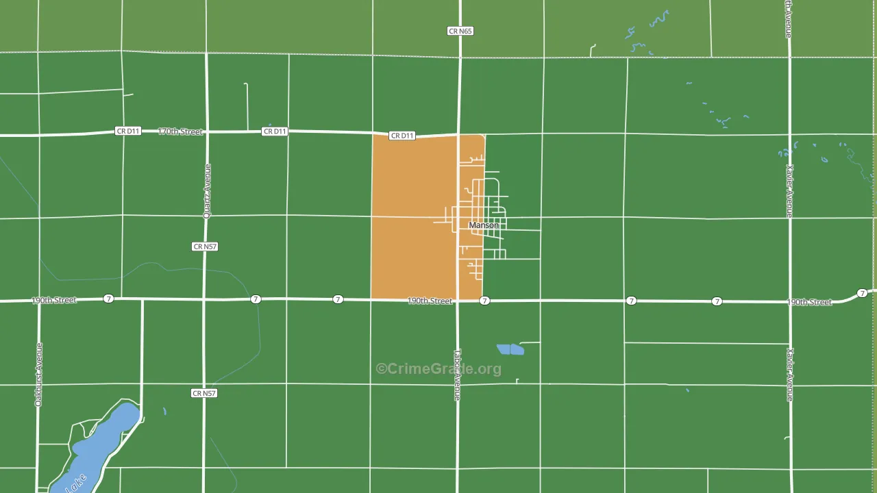 Manson, IA Map of Vehicle Theft Rates