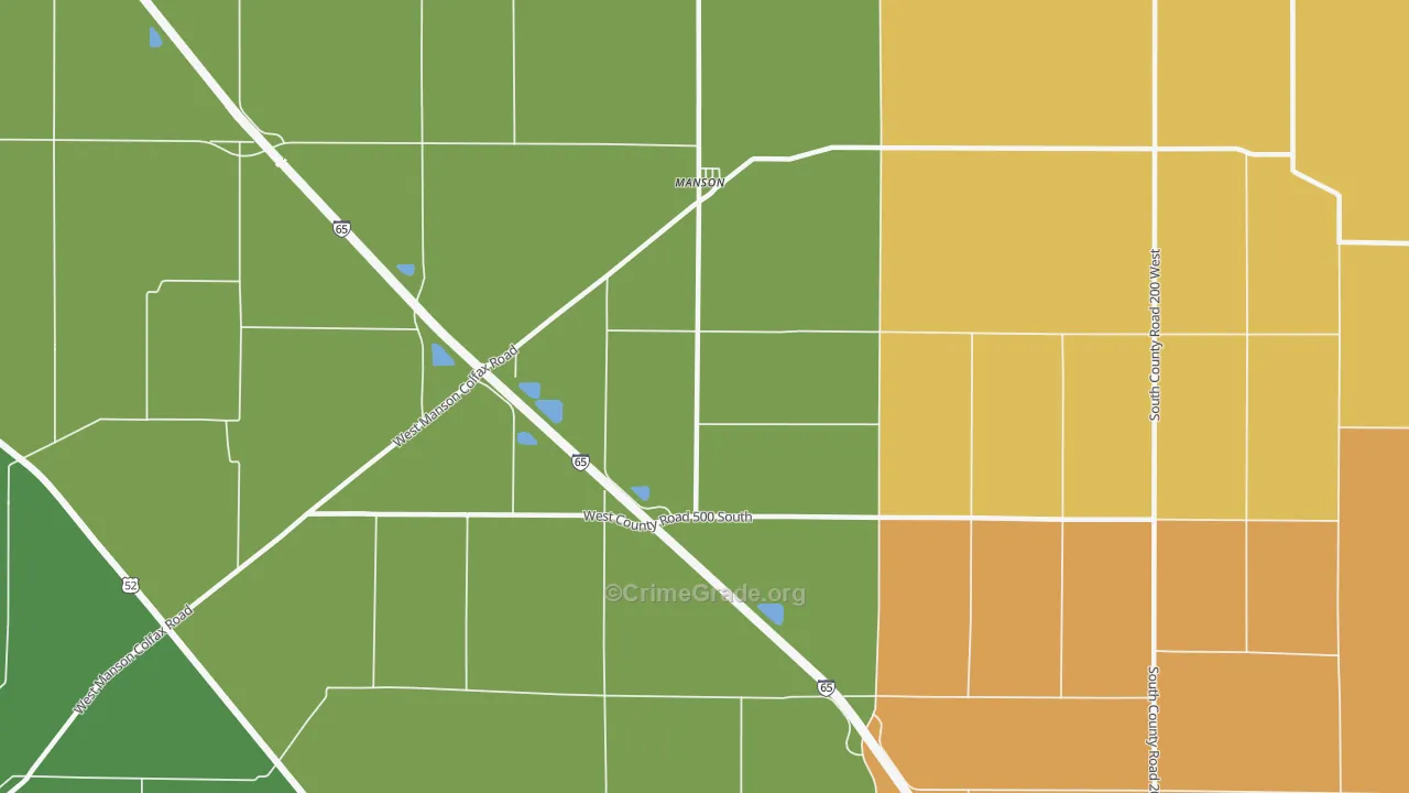 Manson, IN Map of Vehicle Theft Rates