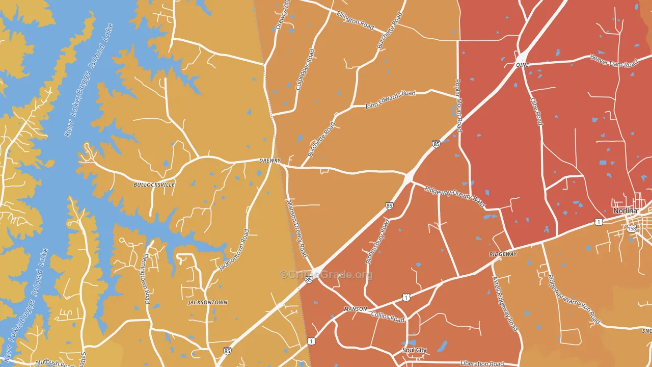 Manson, NC Map of Vehicle Theft Rates