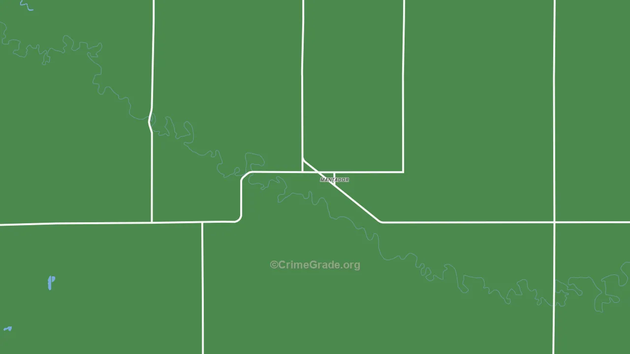 Mantador, ND Map of Vehicle Theft Rates