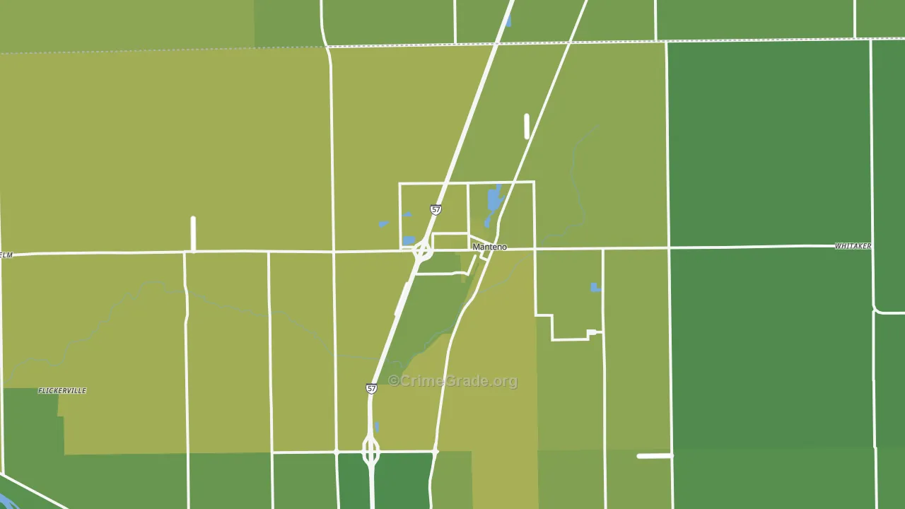 Manteno, IL Map of Vehicle Theft Rates