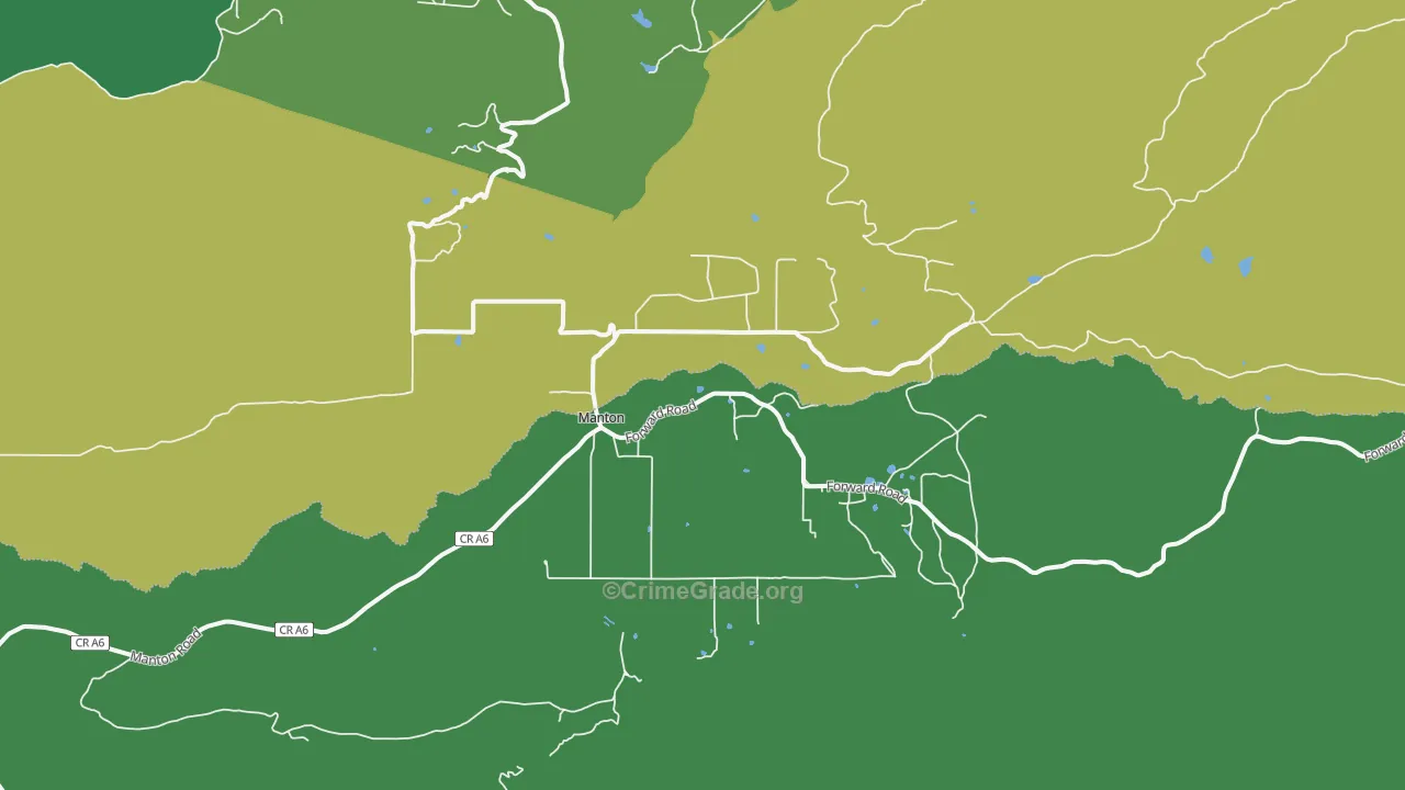 Manton, CA Map of Vehicle Theft Rates
