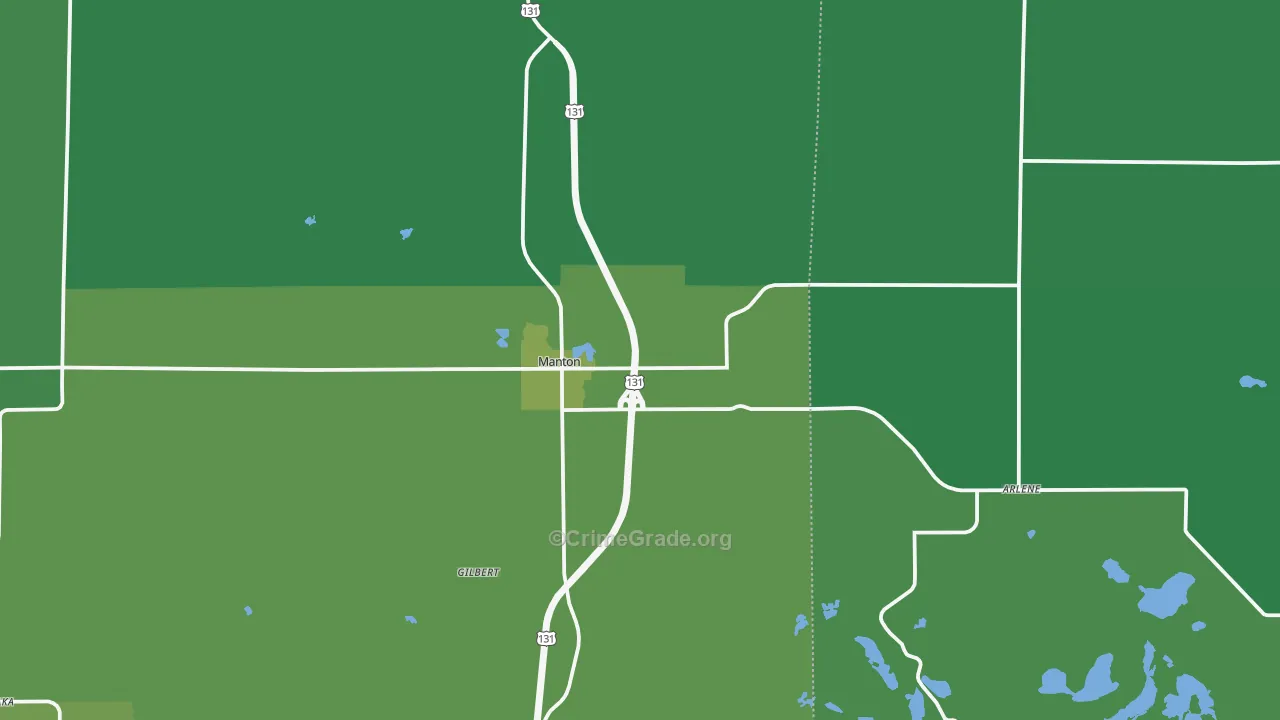 Manton, MI Map of Vehicle Theft Rates