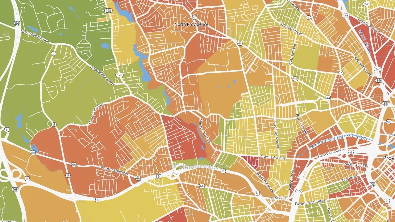Manton, Providence, RI Map of Vehicle Theft Rates