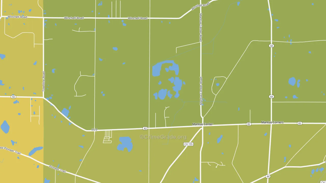 Mantua Center, OH Map of Vehicle Theft Rates