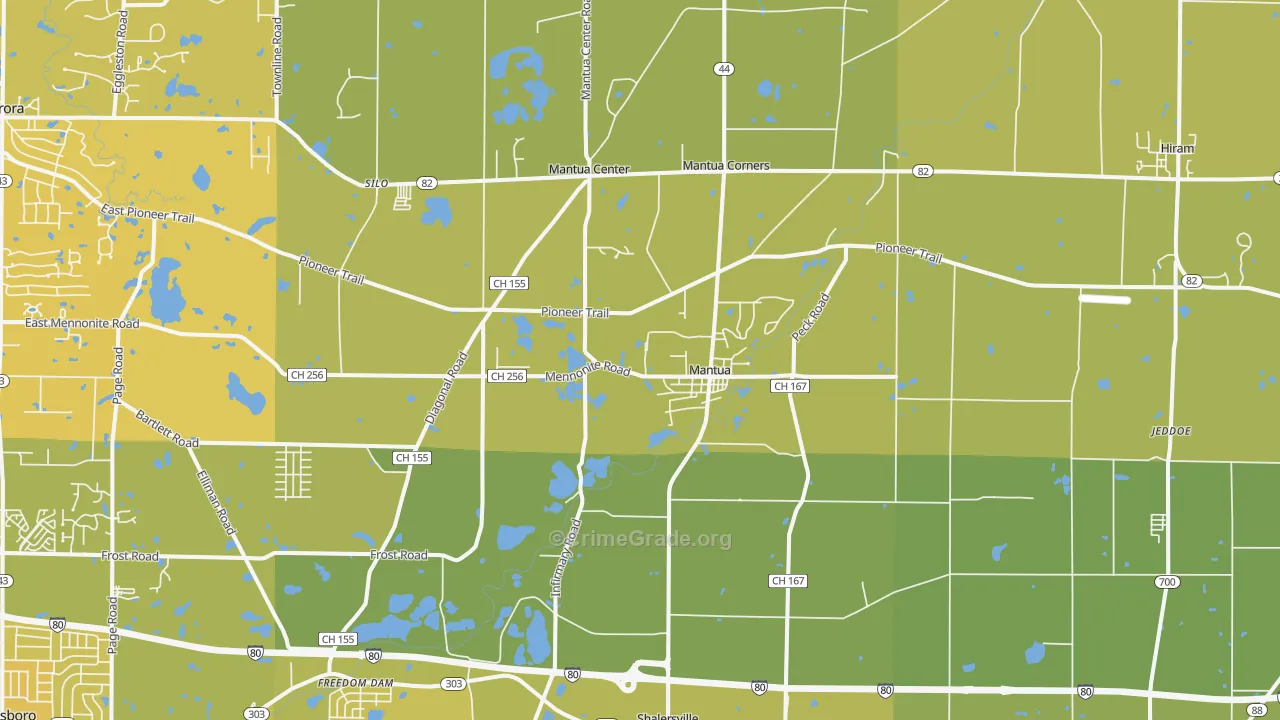 Mantua, OH Map of Vehicle Theft Rates