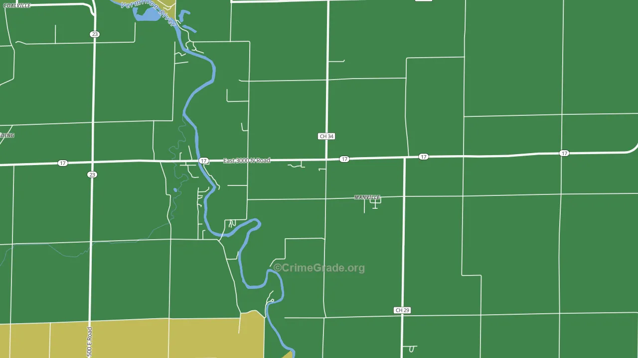 Manville, IL Map of Vehicle Theft Rates