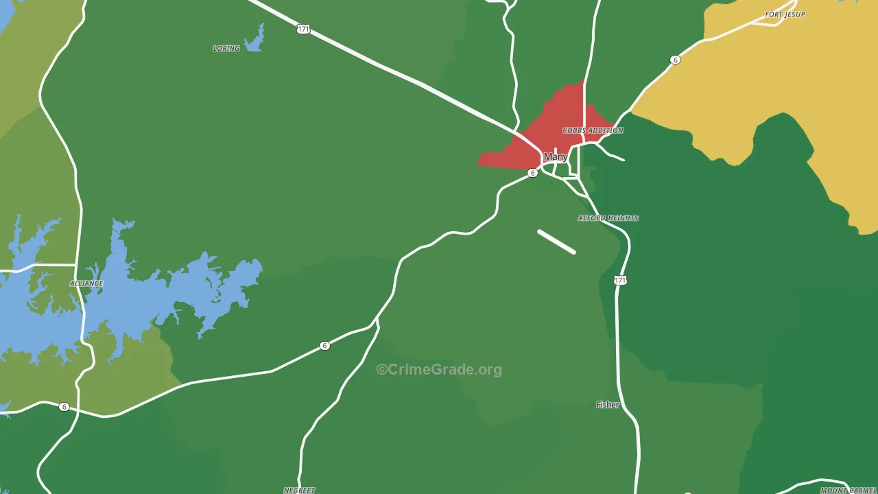 Many, LA Map of Vehicle Theft Rates