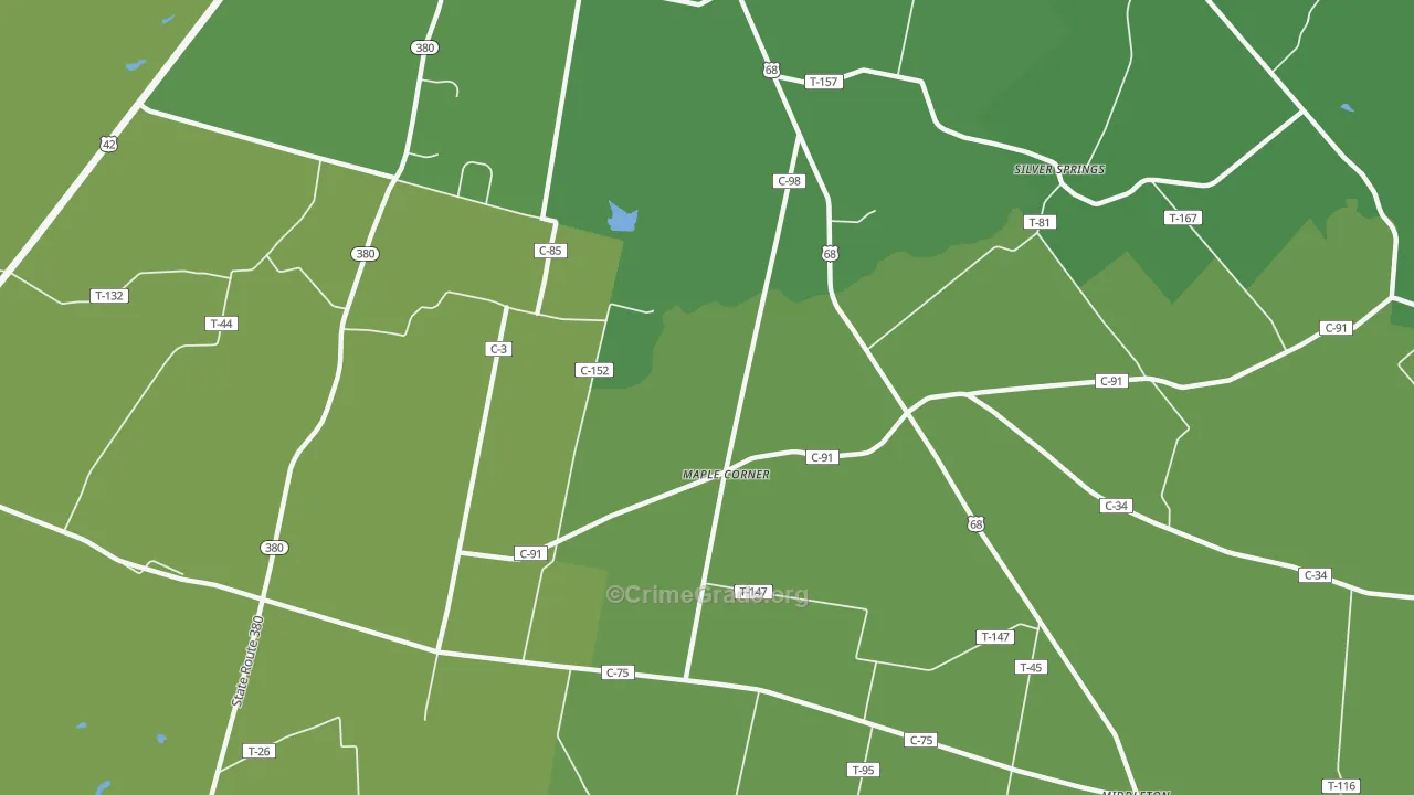 Maple Corner, OH Map of Vehicle Theft Rates