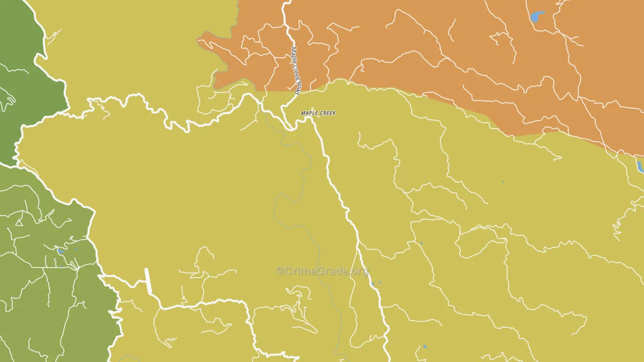 Maple Creek, CA Map of Vehicle Theft Rates