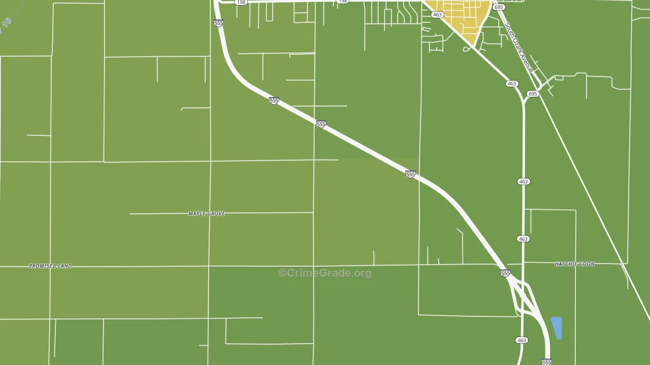 Maple Grove, AR Map of Vehicle Theft Rates
