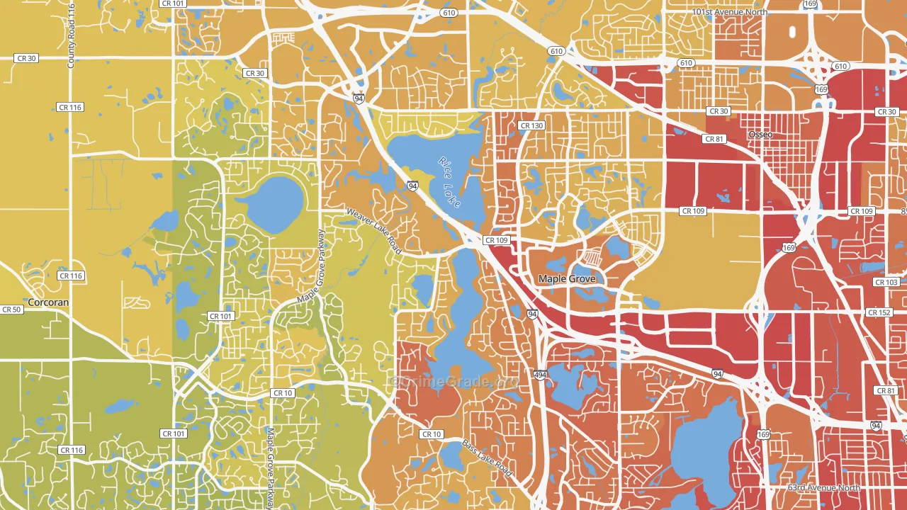Maple Grove, MN Map of Vehicle Theft Rates
