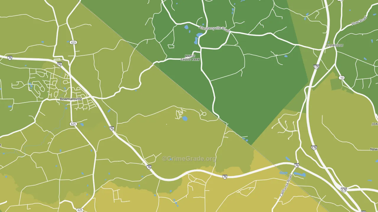 Maple Grove Park, PA Map of Vehicle Theft Rates