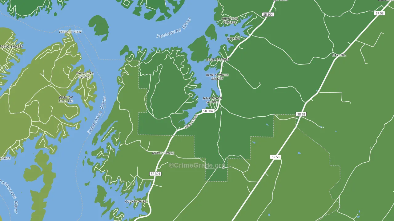 Maple Grove, TN Map of Vehicle Theft Rates