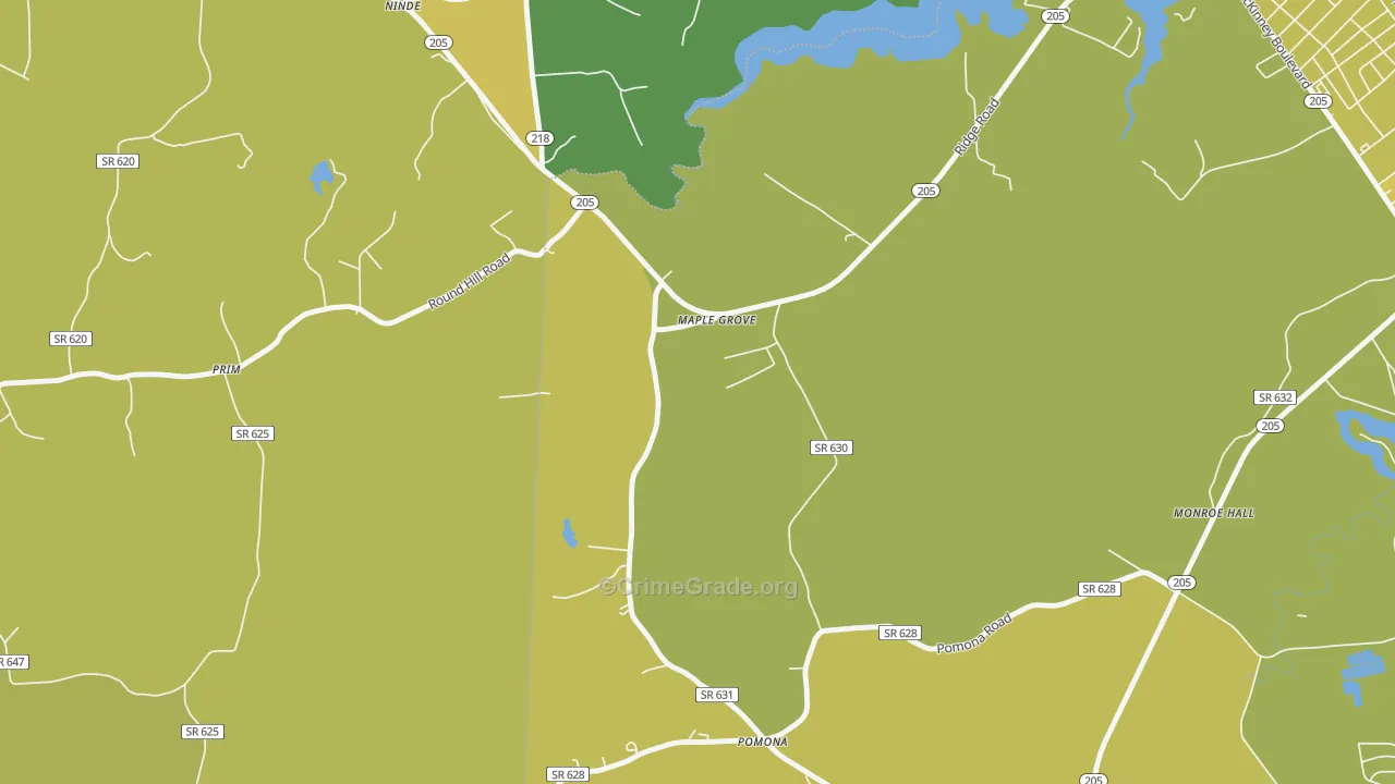 Maple Grove, VA Map of Vehicle Theft Rates