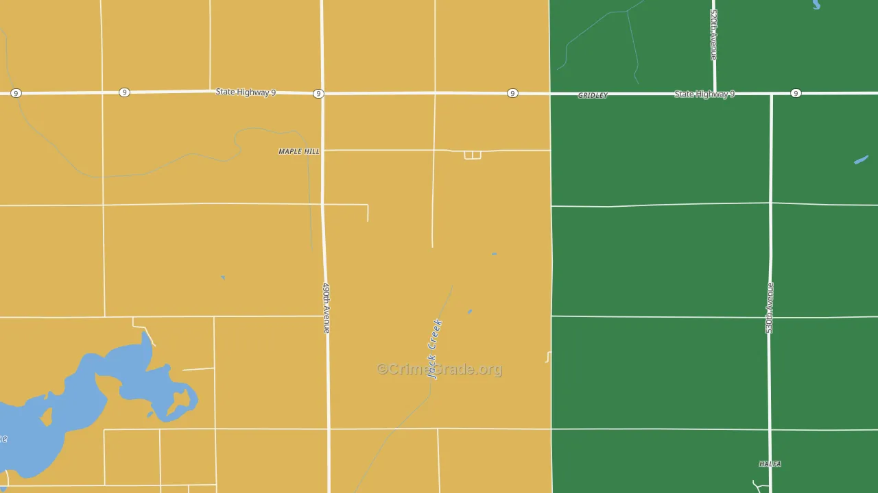 Maple Hill, IA Map of Vehicle Theft Rates