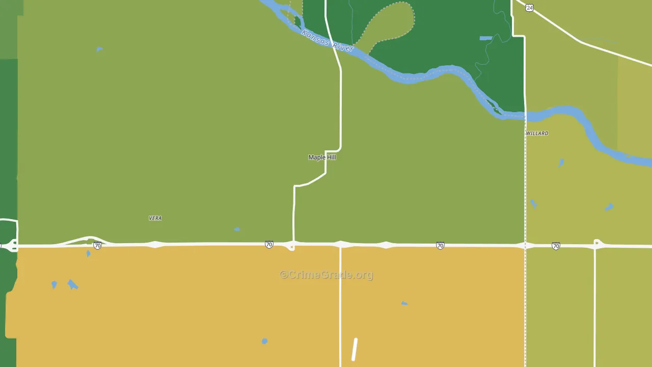 Maple Hill, KS Map of Vehicle Theft Rates