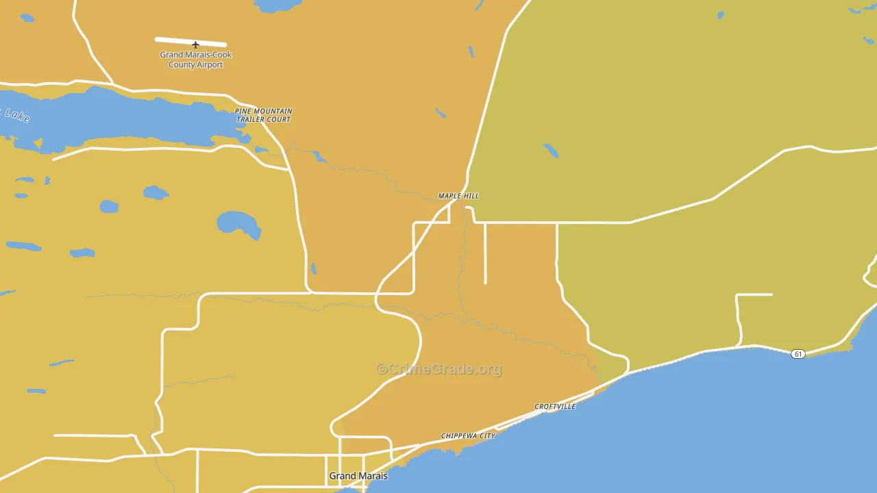 Maple Hill, MN Map of Vehicle Theft Rates