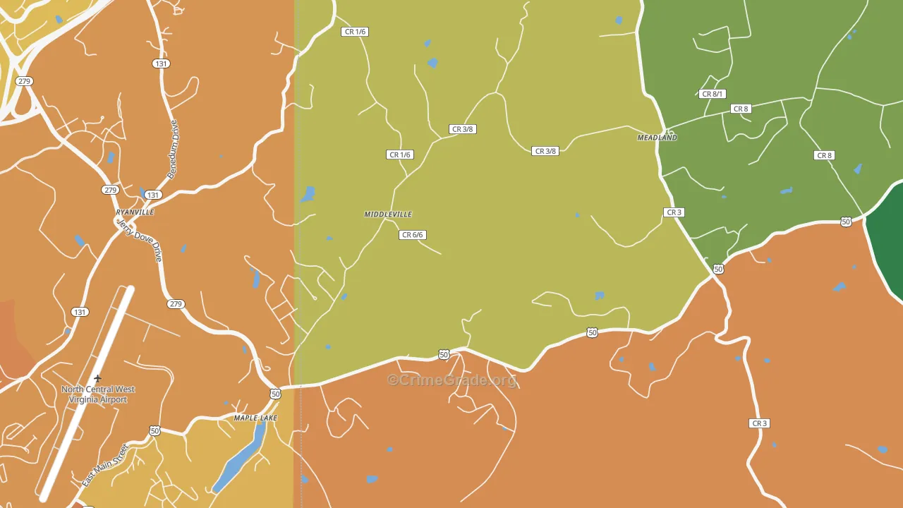 Maple Lake, WV Map of Vehicle Theft Rates