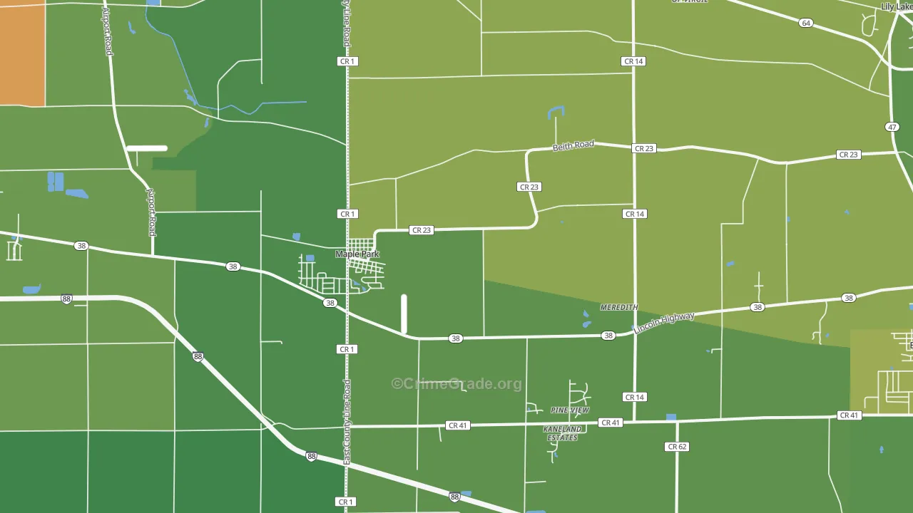 Maple Park, IL Map of Vehicle Theft Rates
