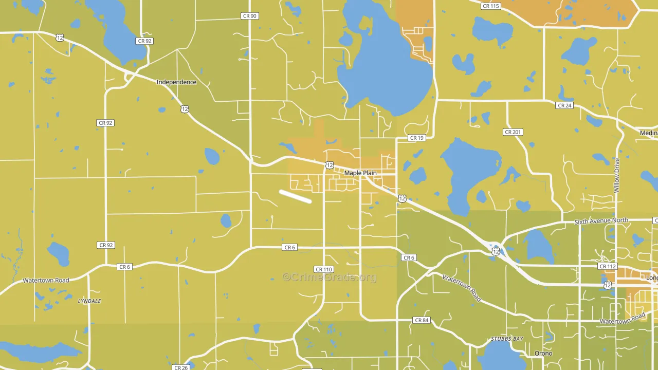Maple Plain, MN Map of Vehicle Theft Rates