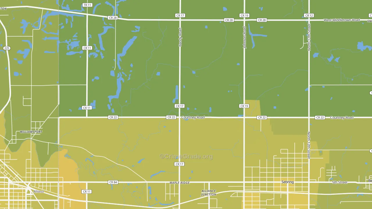 Maple Ridge, OH Map of Vehicle Theft Rates