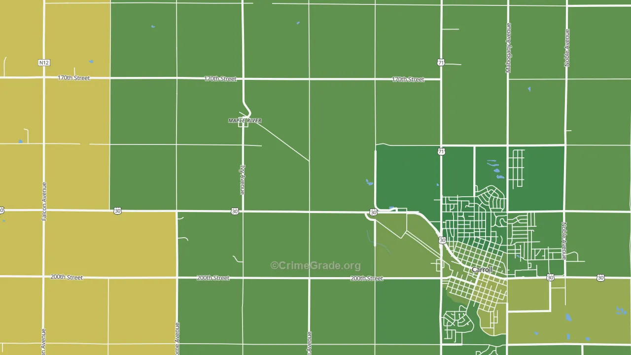 Maple River, IA Map of Vehicle Theft Rates