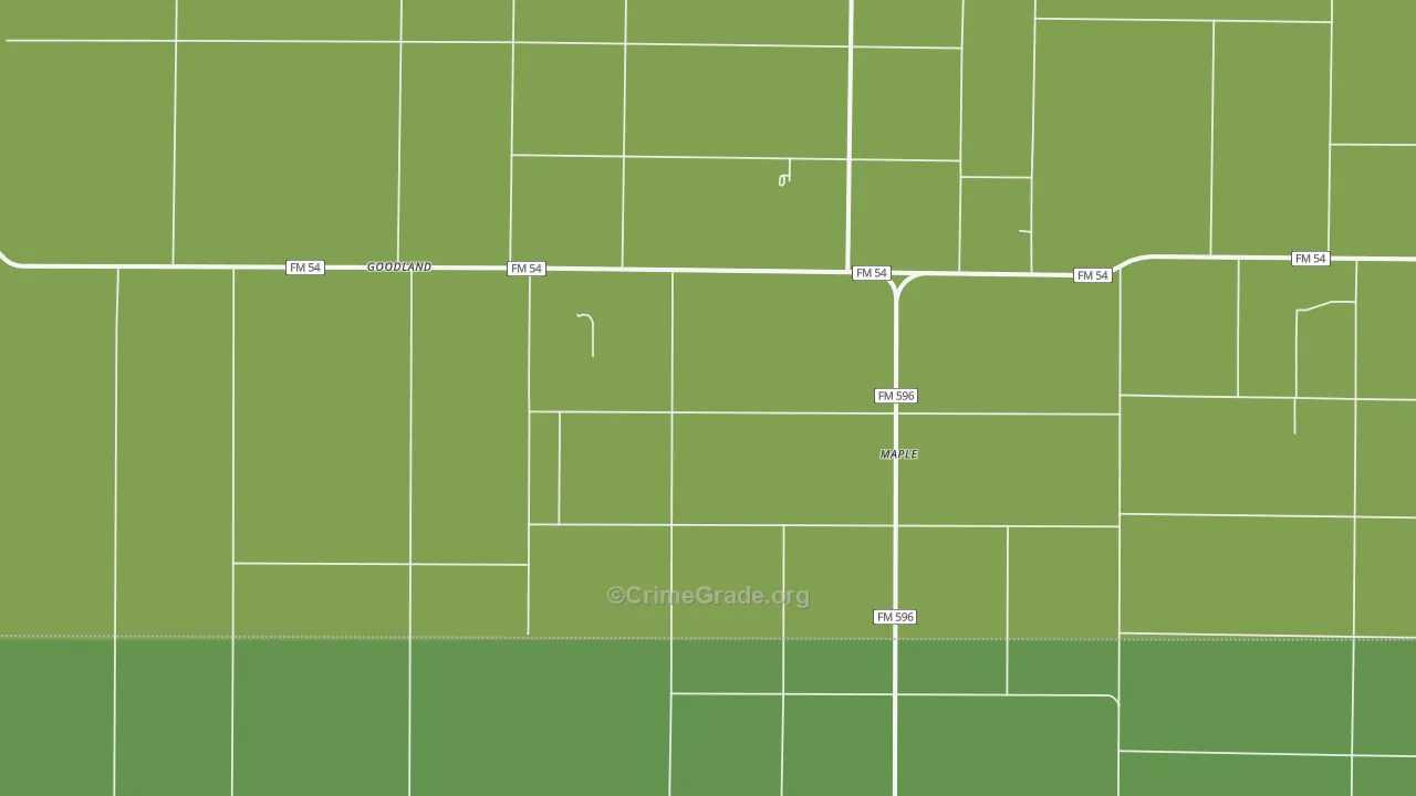 Maple, TX Map of Vehicle Theft Rates